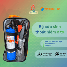 Combo PCCC ô tô điện 3 trong 1: bình chữa cháy, đèn pin, búa thoát hiểm