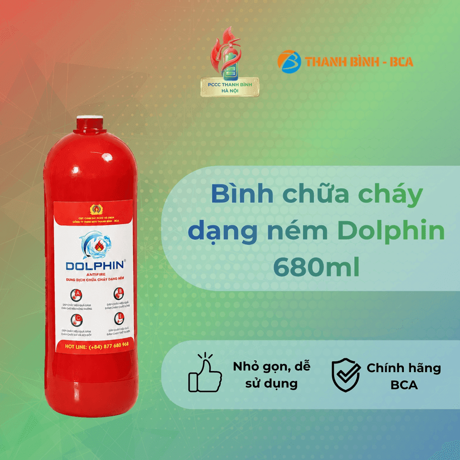 Bình chữa cháy dạng ném gốc nước Dolphin 680ml DPA-N02 PCCC Thanh Bình Hà Nội