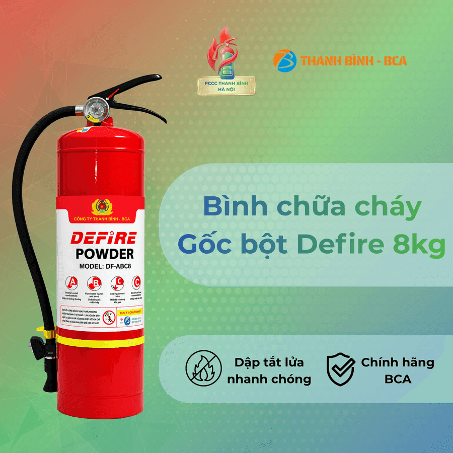 Bình chữa cháy gốc bột Defire ABC 8kg PCCC Thanh Bình Hà Nội