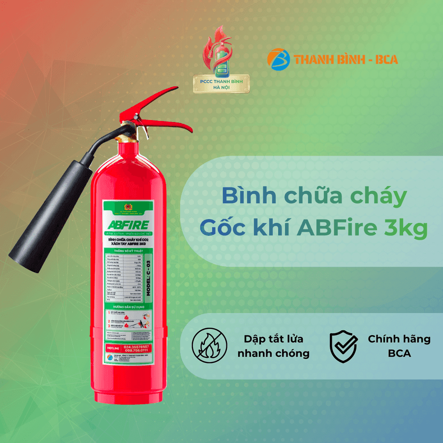 Bình chữa cháy gốc khí CO2 ABFire 3kg PCCC Thanh Bình Hà Nội