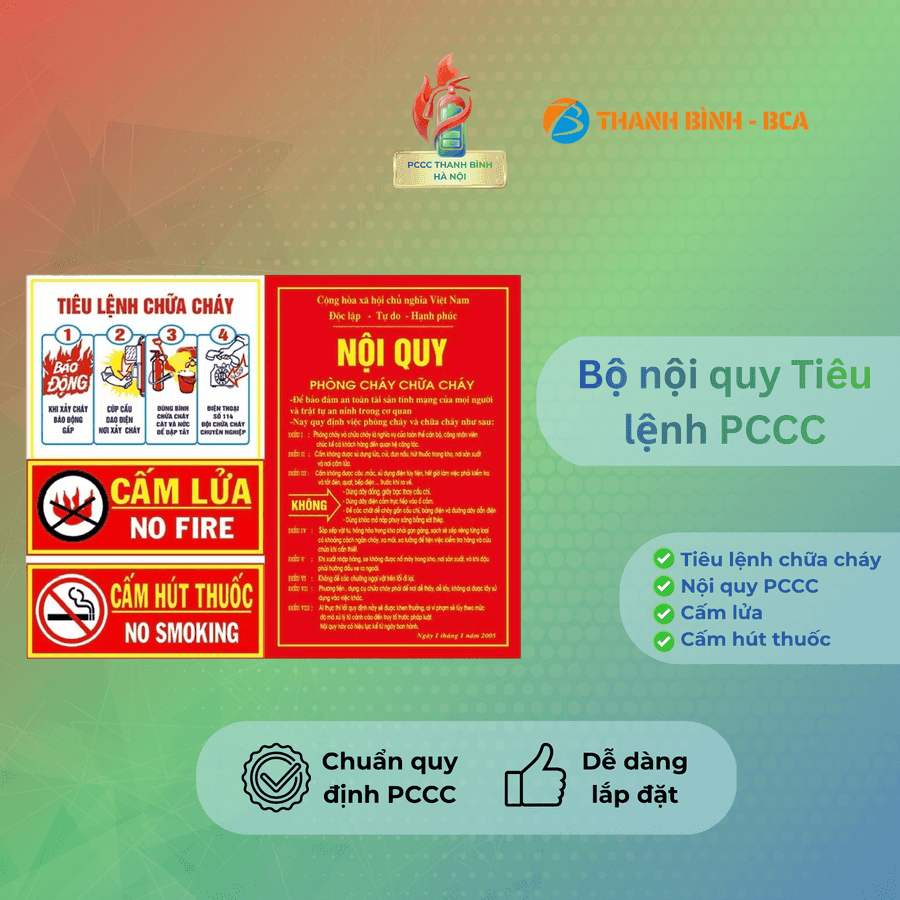 Bộ tiêu lệnh PCCC: tiêu lệnh chữa cháy, nội quy, cấm lửa, cấm hút thuốc